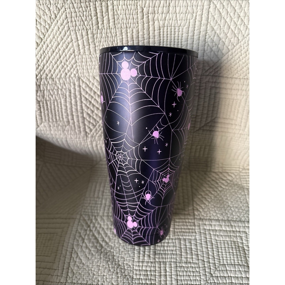 Disney Mickey Mouse Halloween 30oz Tumbler Pink Black Spiderweb Zrike Slide Lid